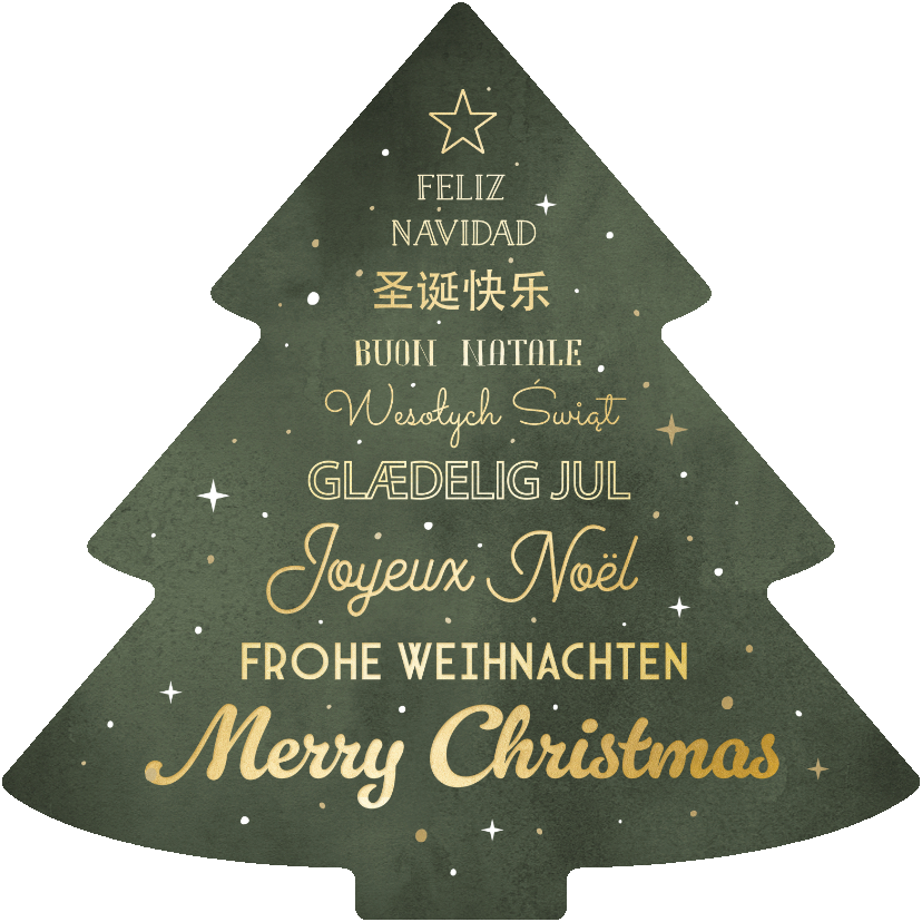 Kerstkaarten - Internationale kerstkaart kerstgroet in verschillende talen