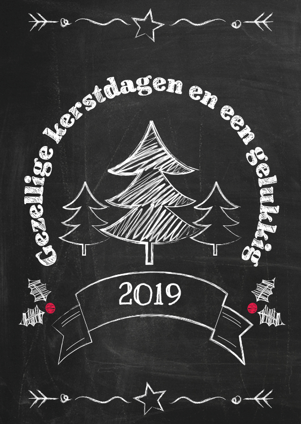 Kerst boom op schoolbord 2019 -ByF - Kerstkaarten Kerstkaarten - Kerst boom op schoolbord 2019 -ByF