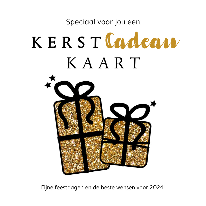 Kerst Cadeau-kaart goudkleurige glitter cadeautjes - Kerstkaarten Kerstkaarten - Kerst Cadeau-kaart goudkleurige glitter cadeautjes