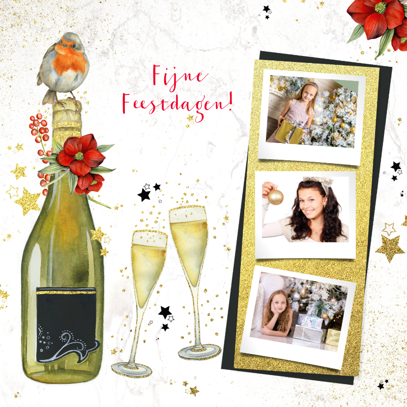 Kerst champagne glazen - Kerstkaarten Kerstkaarten - Kerst champagne glazen