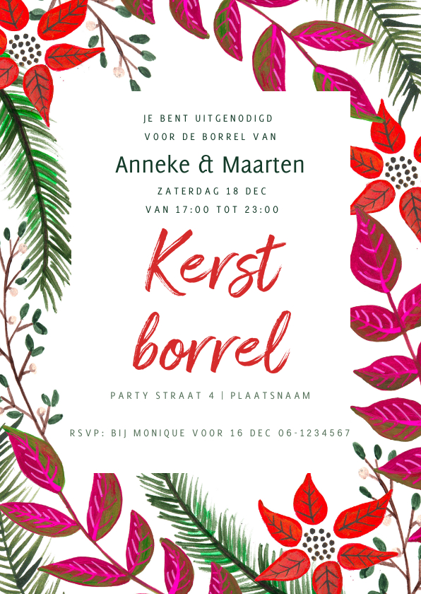 Kerst diner botanisch kerst takjes - Kerstkaarten Kerstkaarten - Kerst diner botanisch kerst takjes
