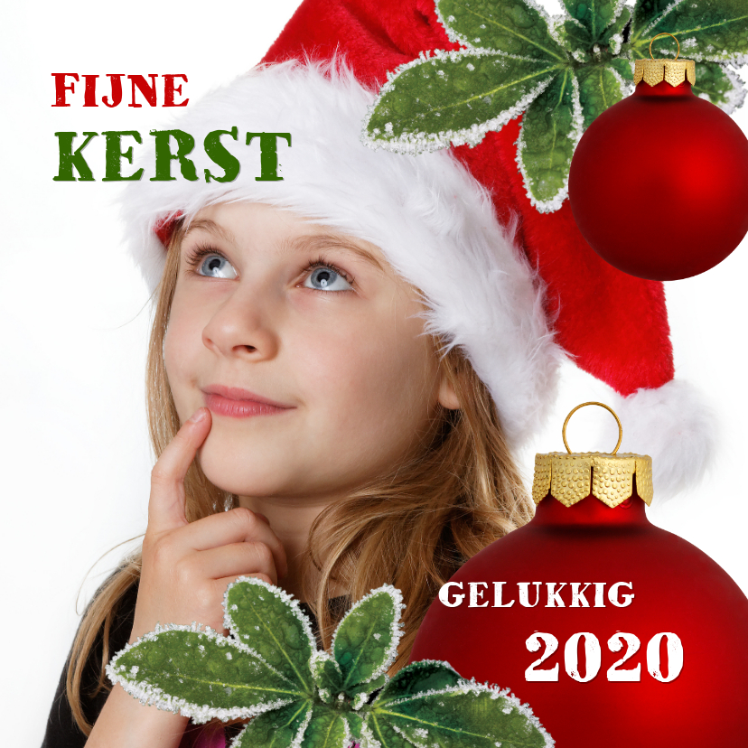 Kerst eigenfoto rode kerstbal 2020 vierkant - Kerstkaarten Kerstkaarten - Kerst eigenfoto rode kerstbal 2020 vierkant
