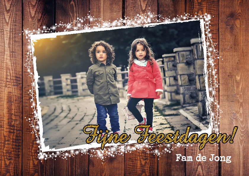 Kerst foto hout sterren L - Kerstkaarten Kerstkaarten - Kerst foto hout sterren L