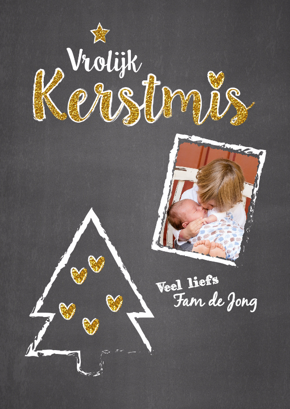 Kerst foto lief stoer en glitter - Kerstkaarten Kerstkaarten - Kerst foto lief stoer en glitter