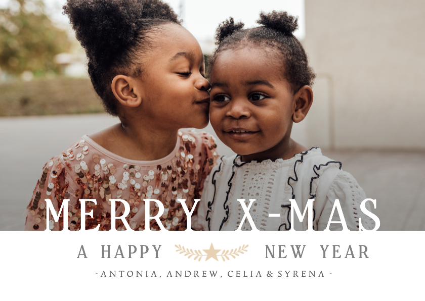 Kerstkaarten - Kerst fotokaart met grote foto en Merry x-mas