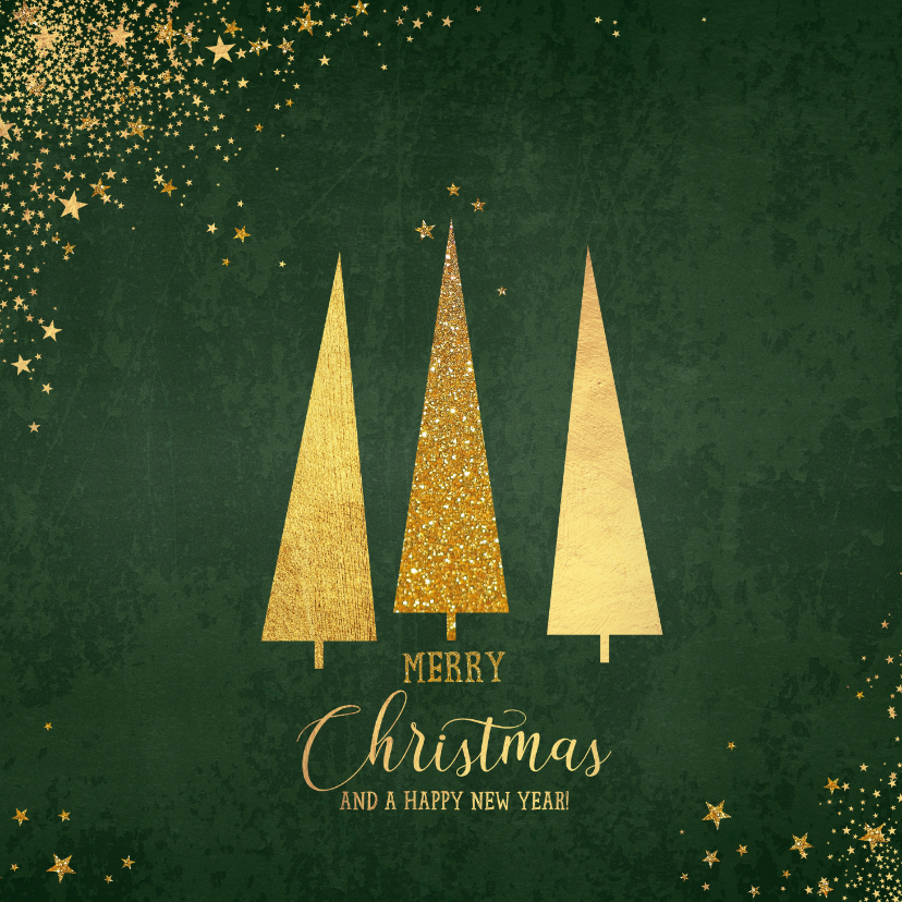 Kerstkaarten - Kerst klassieke donker groene kaart met 3 kerstbomen