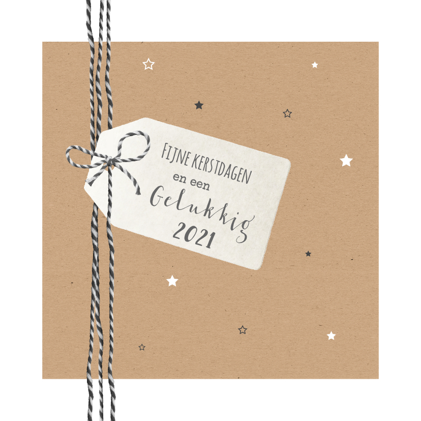 Kerst - Kraft met touw, label en sterren - Kerstkaarten Kerstkaarten - Kerst - Kraft met touw, label en sterren