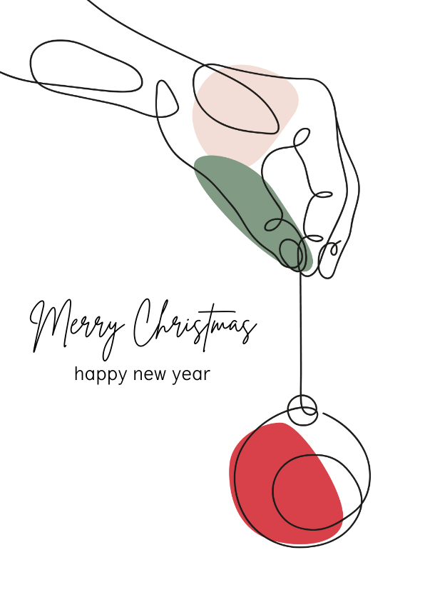 Kerst - Lijntekening hand met kerstbal - Kerstkaarten Kerstkaarten - Kerst - Lijntekening hand met kerstbal