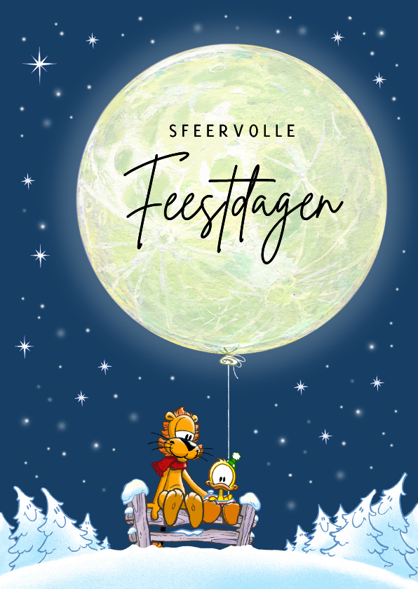 Kerst maan Loeki en Guusje - Kerstkaarten Kerstkaarten - Kerst maan Loeki en Guusje