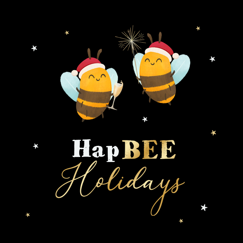 Kerst nieuwjaarskaart hapBEE holidays bijtjes dieren - Kerstkaarten Kerstkaarten - Kerst nieuwjaarskaart hapBEE holidays bijtjes dieren