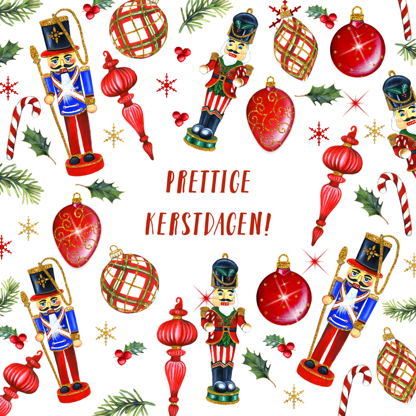 Kerstkaarten - Kerst notenkrakers kerstballen