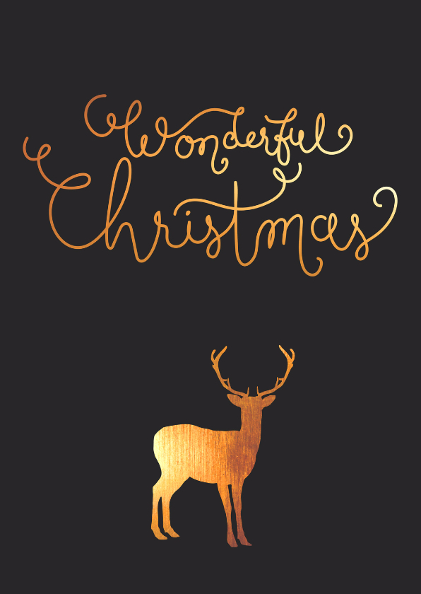 Kerstkaarten - Kerst - Rendier, goud, handlettering