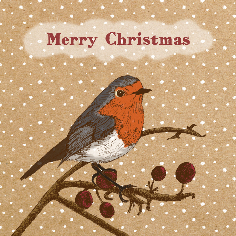 Kerst roodborstje papier - Kerstkaarten Kerstkaarten - Kerst roodborstje papier
