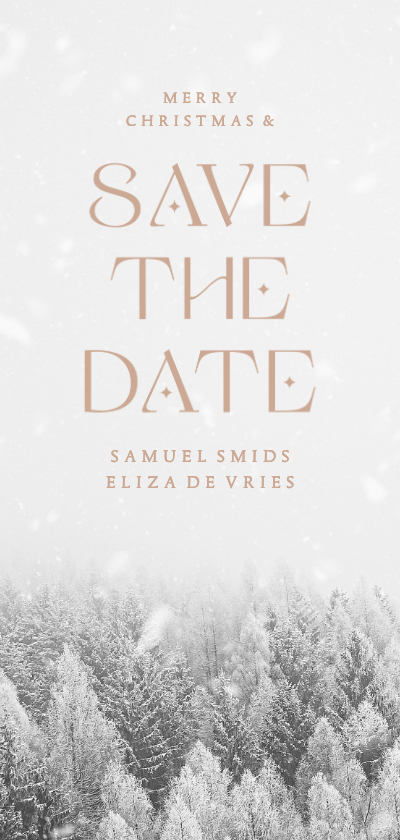 Kerst save the date kaart met besneeuwd bos - Kerstkaarten Kerstkaarten - Kerst save the date kaart met besneeuwd bos