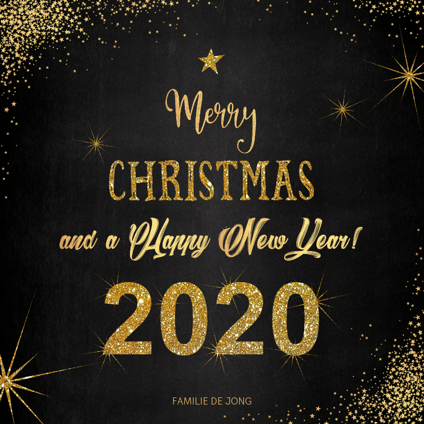 Kerst sfeervolle kaart met typografische gouden tekst 2020 - Kerstkaarten Kerstkaarten - Kerst sfeervolle kaart met typografische gouden tekst 2020