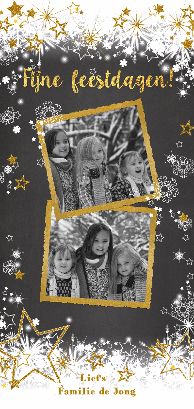 Kerst sierlijk lief sneeuw ster goud foto - Kerstkaarten Kerstkaarten - Kerst sierlijk lief sneeuw ster goud foto