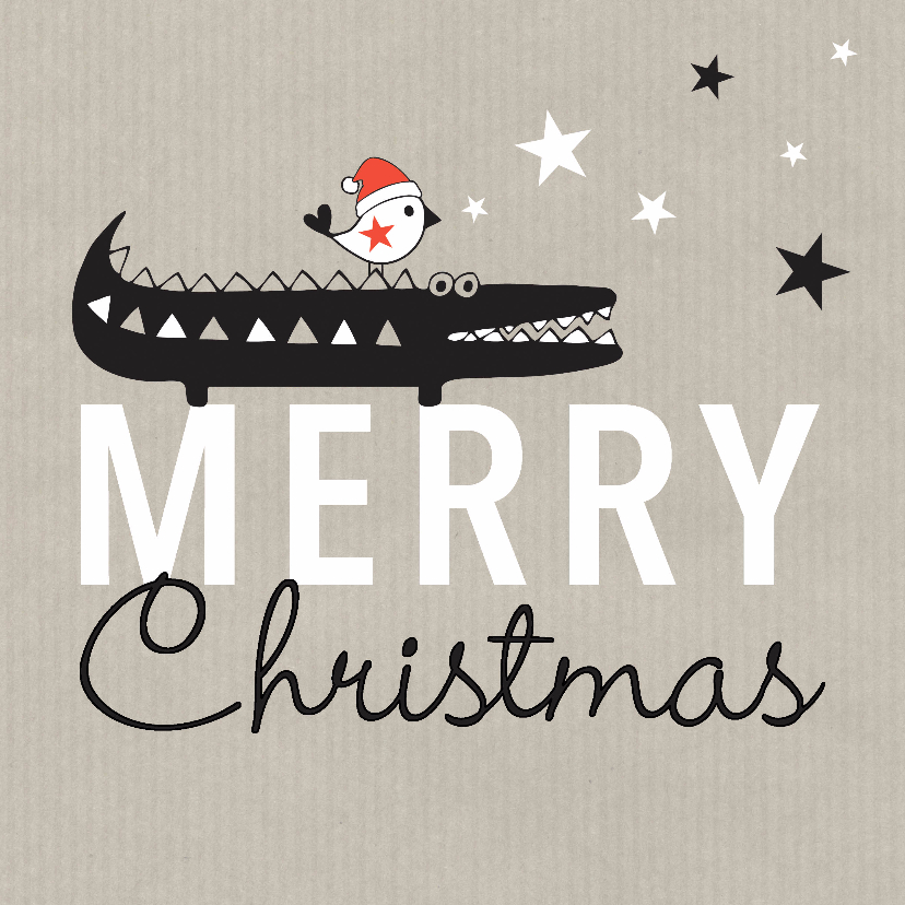 Kerst silhouet krokodil vogel kraft - MW - Kerstkaarten Kerstkaarten - Kerst silhouet krokodil vogel kraft - MW