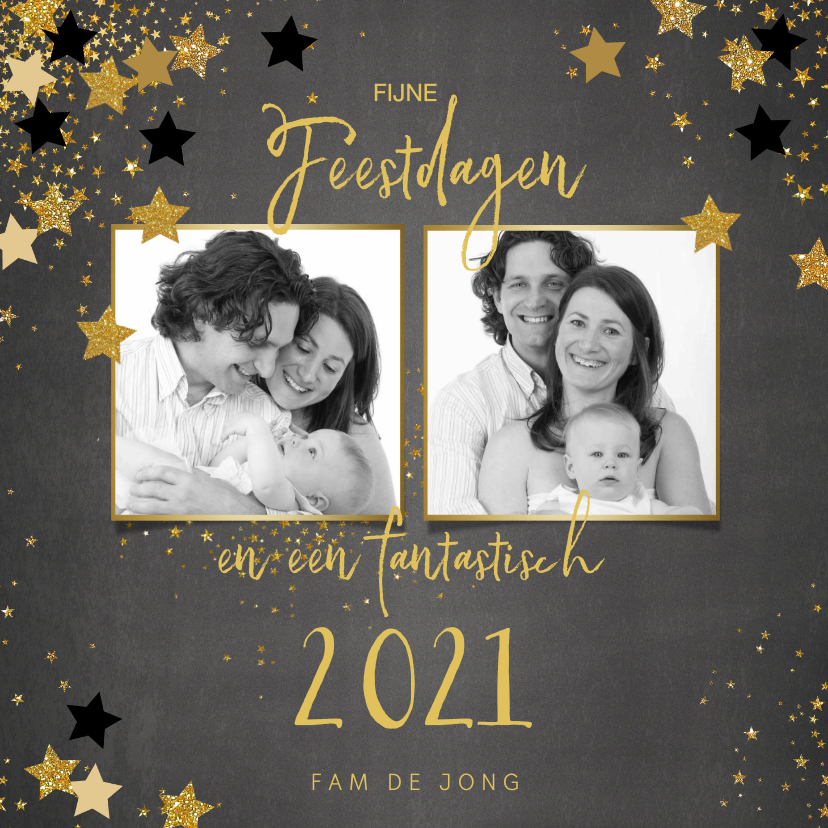 Kerst stijlvolle foto kaart krijtbord en sterren 2020 - Kerstkaarten Kerstkaarten - Kerst stijlvolle foto kaart krijtbord en sterren 2020