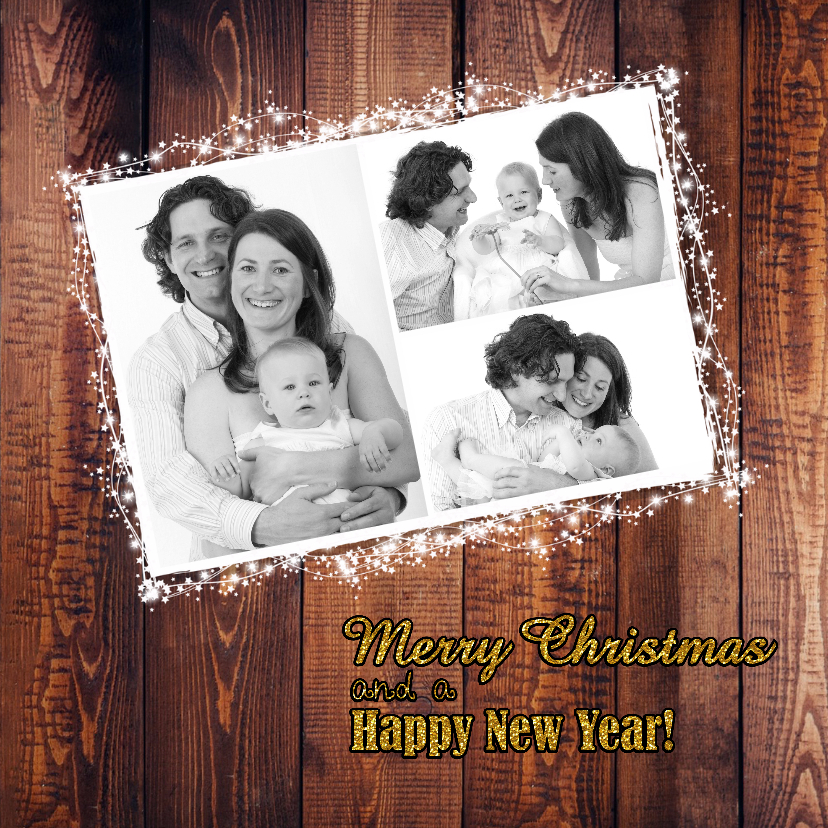 Kerst stijlvolle fotokaart goud - Kerstkaarten Kerstkaarten - Kerst stijlvolle fotokaart goud