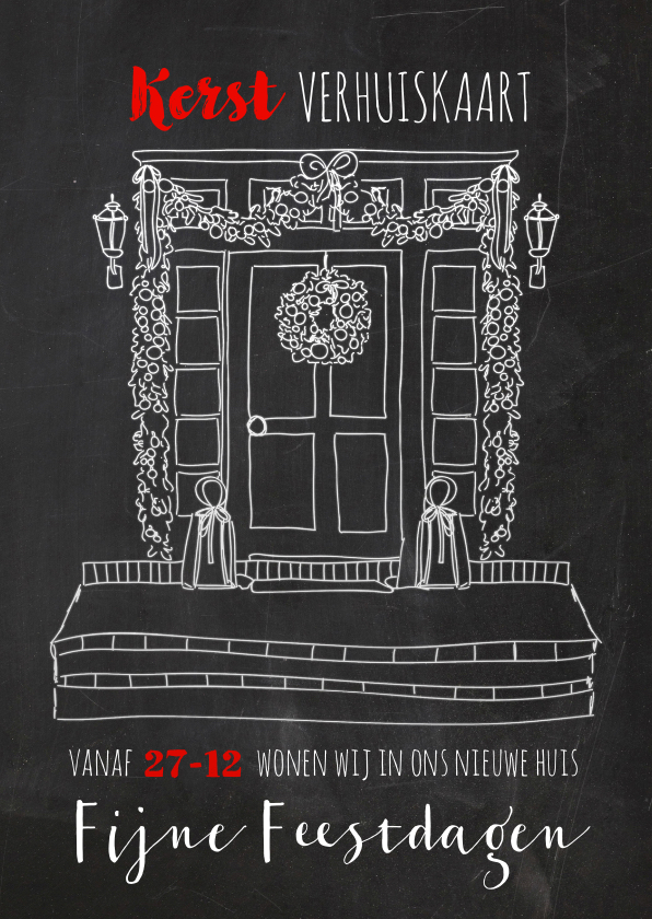 Kerst verhuiskaart krijttekening - Kerstkaarten Kerstkaarten - Kerst verhuiskaart krijttekening