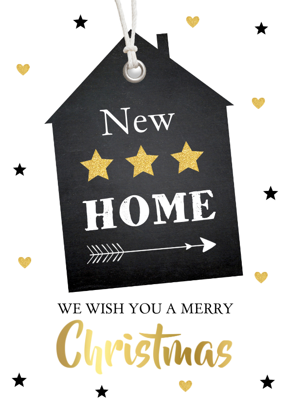 Kerst verhuiskaart label huis - LB - Kerstkaarten Kerstkaarten - Kerst verhuiskaart label huis - LB