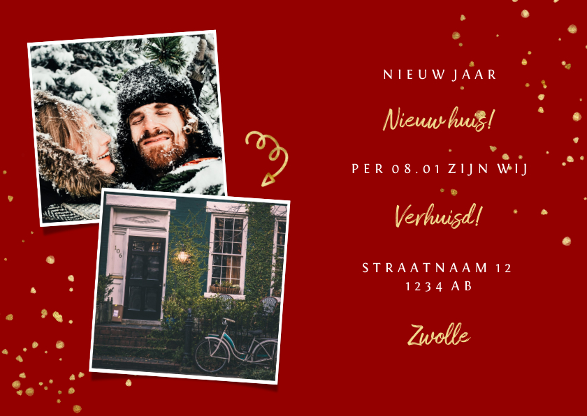Kerst-verhuiskaart met spetters en foto's - Kerstkaarten Kerstkaarten - Kerst-verhuiskaart met spetters en foto's