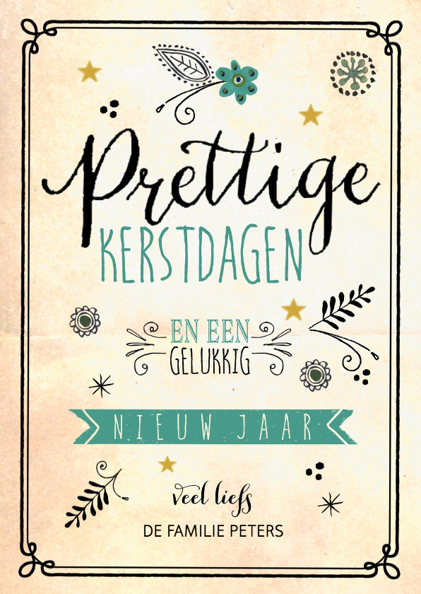 Kerst Vintage Papier Letters - Kerstkaarten Kerstkaarten - Kerst Vintage Papier Letters