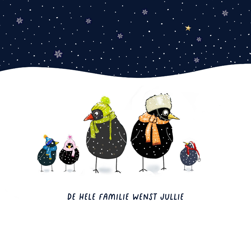 Kerst - Vogel familie - Kerstkaarten Kerstkaarten - Kerst - Vogel familie