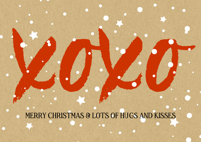 Kerstkaarten - Kerst xoxo hugs and kisses voor steun