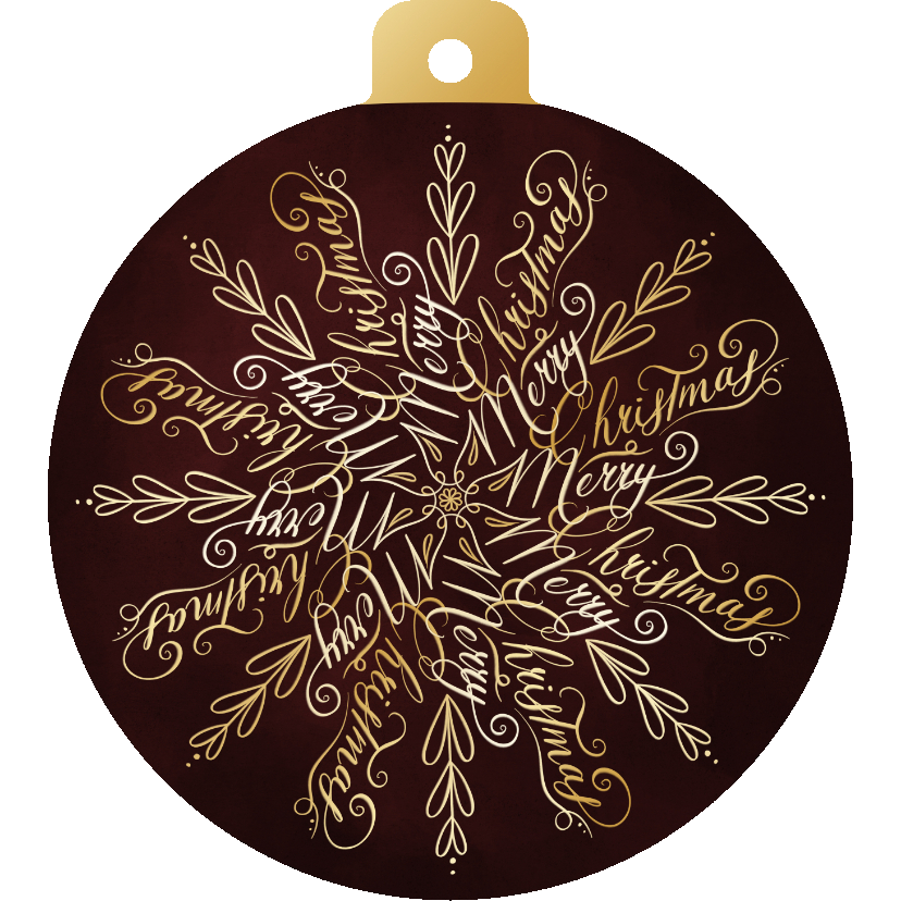 Kerstbalvorm kaart Merry Christmas sneeuwvlok typografie - Kerstkaarten Kerstkaarten - Kerstbalvorm kaart Merry Christmas sneeuwvlok typografie