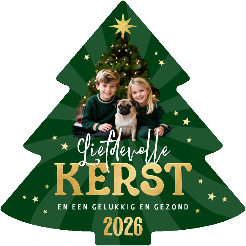 Kerstboom kerstkaart foto sterren liefdevolle kerst 2026 - Kerstkaarten Kerstkaarten - Kerstboom kerstkaart foto sterren liefdevolle kerst 2026