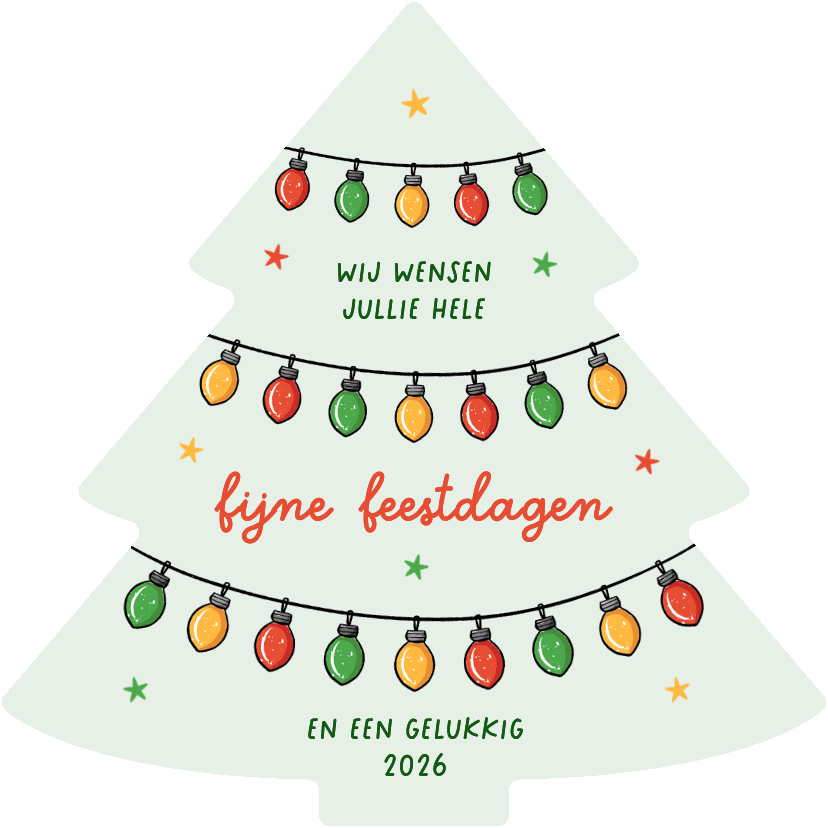 Kerstboom kerstkaart kerstlampjes fijne kerst gelukkig 2026 - Kerstkaarten Kerstkaarten - Kerstboom kerstkaart kerstlampjes fijne kerst gelukkig 2026