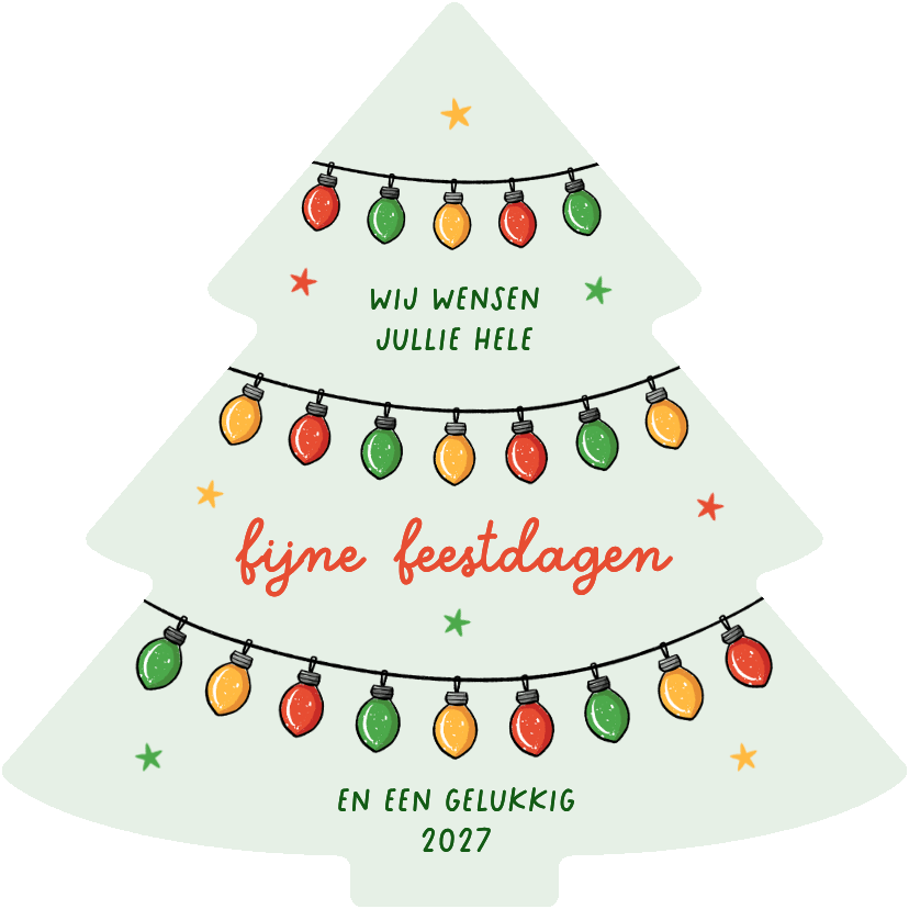 Kerstkaarten - Kerstboom kerstkaart kerstlampjes fijne kerst gelukkig 2027