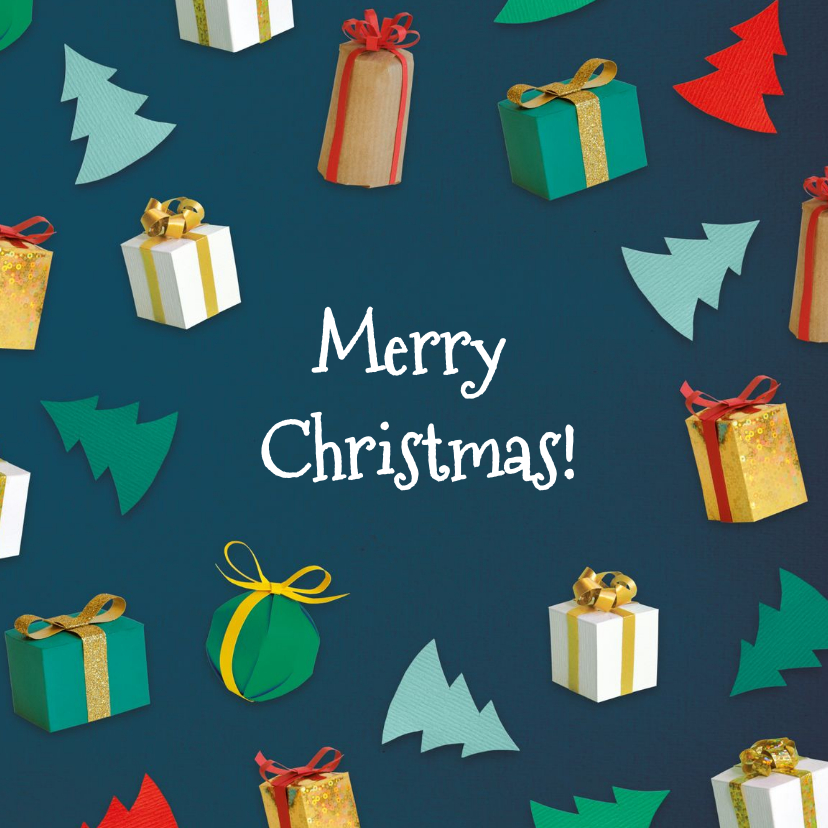 Kerstboompjes en cadeautjes - Kerstkaarten Kerstkaarten - Kerstboompjes en cadeautjes