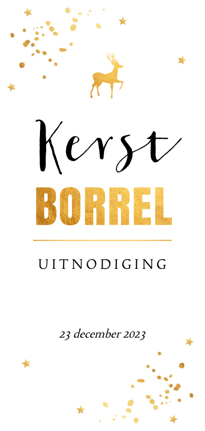 Kerstborrel langwerpig goudlook typografie - Kerstkaarten Kerstkaarten - Kerstborrel langwerpig goudlook typografie