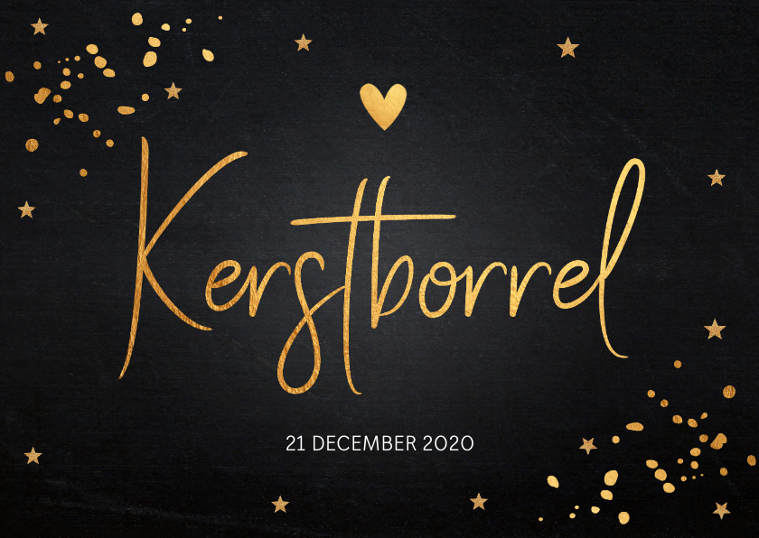 Kerstborrel uitnodiging gouden confetti krijtbord - Kerstkaarten Kerstkaarten - Kerstborrel uitnodiging gouden confetti krijtbord