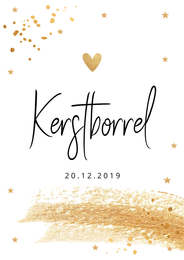Kerstborrel uitnodiging met goudlook confetti - Kerstkaarten Kerstkaarten - Kerstborrel uitnodiging met goudlook confetti