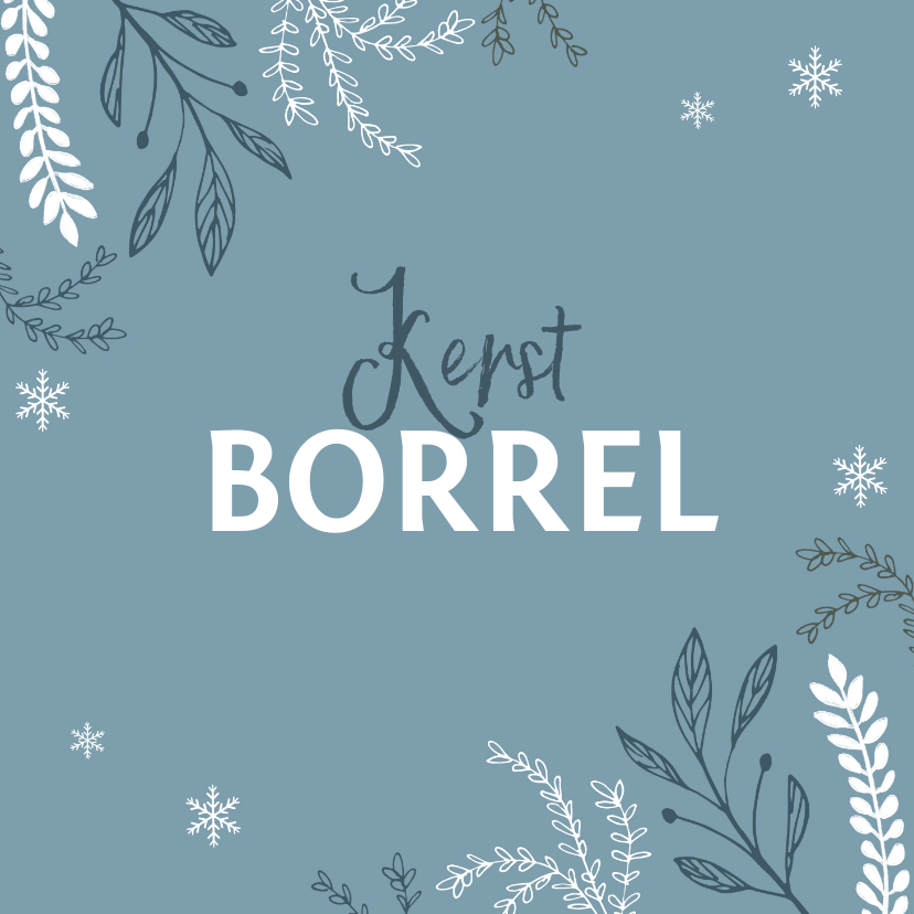 Kerstkaarten - Kerstborrel uitnodiging stijlvol winter pastel blauw