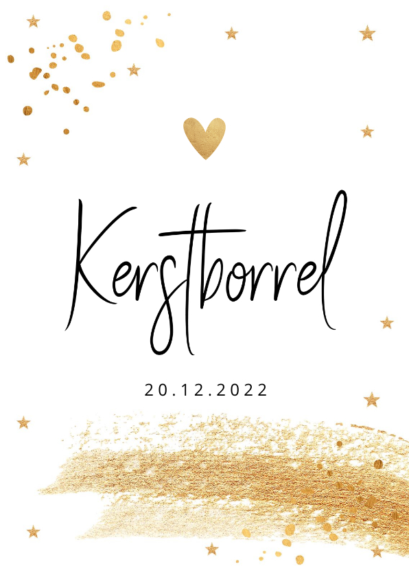 Kerstborrel uitnodiging wit goudlook confetti - Kerstkaarten Kerstkaarten - Kerstborrel uitnodiging wit goudlook confetti