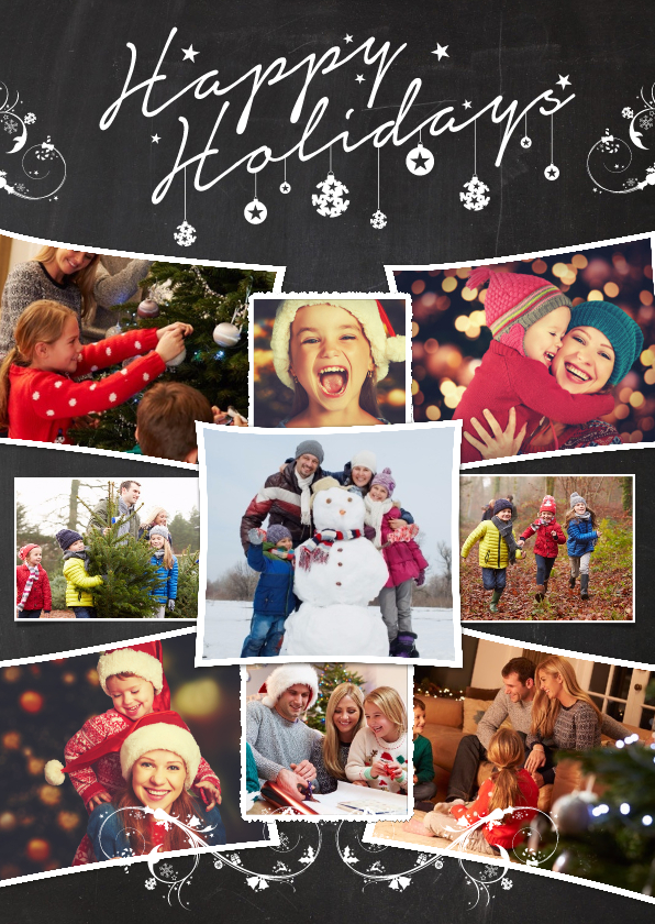 Kerstcollage krijt 9 foto's - Kerstkaarten Kerstkaarten - Kerstcollage krijt 9 foto's