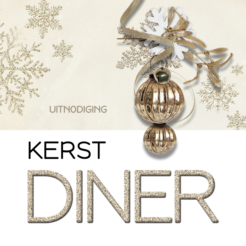 Kerstdiner uitnodiging stijlvolle kerstbal - Kerstkaarten Kerstkaarten - Kerstdiner uitnodiging stijlvolle kerstbal