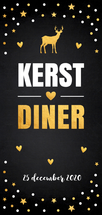 Kerstdiner uitnodiging zwart confetti goud - Kerstkaarten Kerstkaarten - Kerstdiner uitnodiging zwart confetti goud