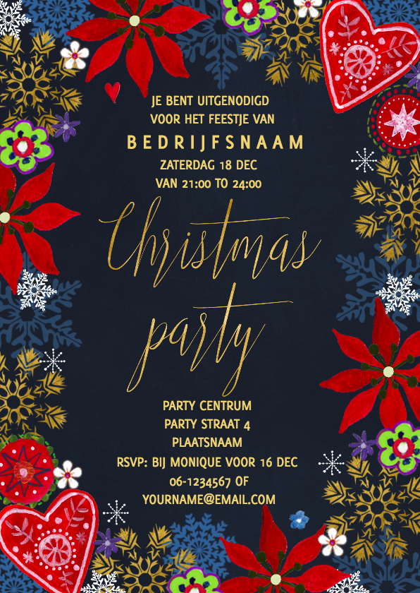 Kerstfeest uitnodiging Goud - Kerstkaarten Kerstkaarten - Kerstfeest uitnodiging Goud