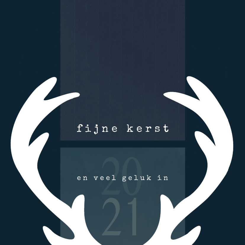 Kerstkaart 2020-2021, donkerblauw met gewei - Kerstkaarten Kerstkaarten - Kerstkaart 2020-2021, donkerblauw met gewei