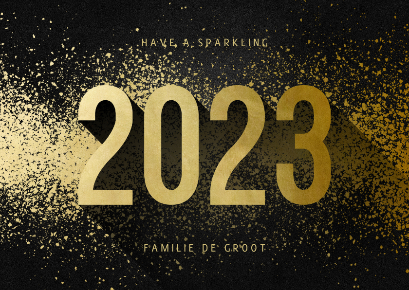Kerstkaart 2022 goudlook met spetters - Kerstkaarten Kerstkaarten - Kerstkaart 2022 goudlook met spetters