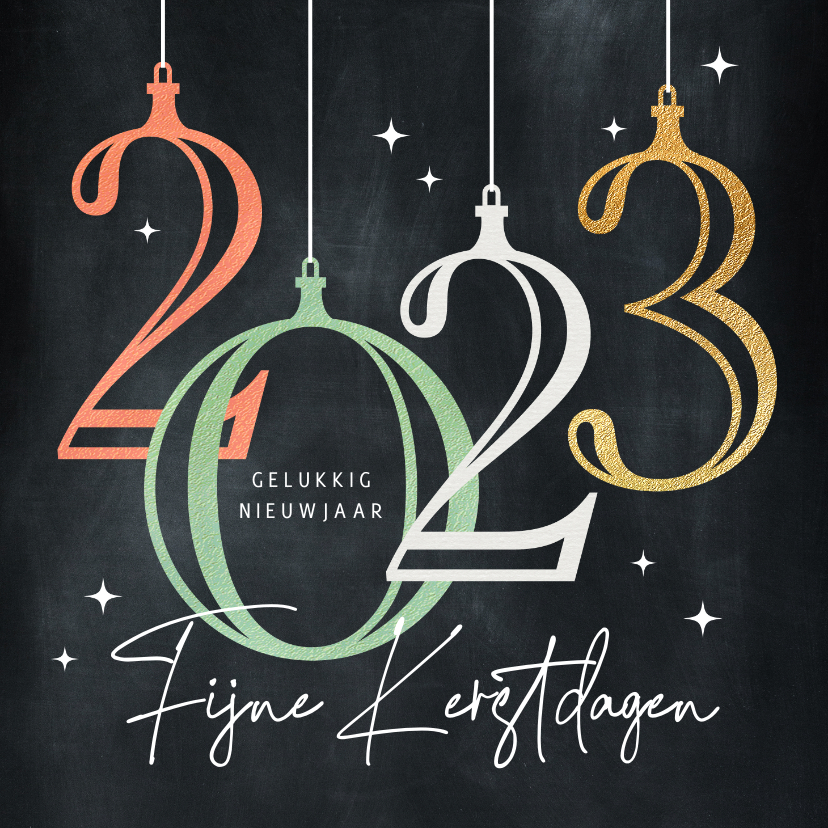 Kerstkaart 2023 stijlvolle kerstballen | Kaartje2go