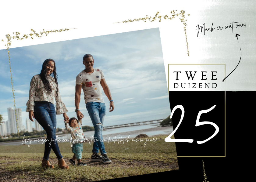 Kerstkaart 20242025, met foto en sterretjes in Kaartje2go