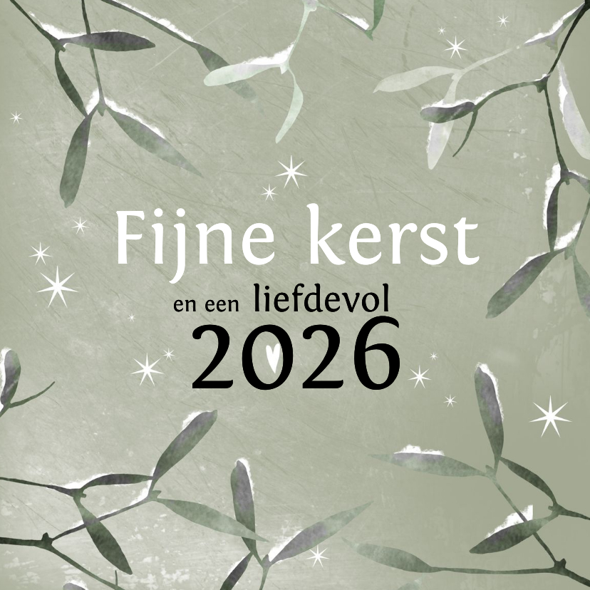 Kerstkaart 2026-2027 modern met Maretakjes en sterretjes - Kerstkaarten Kerstkaarten - Kerstkaart 2026-2027 modern met Maretakjes en sterretjes