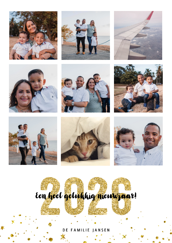 Kerstkaart 2026 Goud letters groot - Kerstkaarten Kerstkaarten - Kerstkaart 2026 Goud letters groot