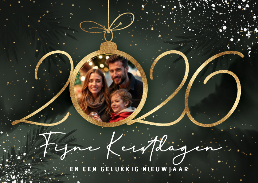 Kerstkaarten - Kerstkaart 2026 kerstbal met foto